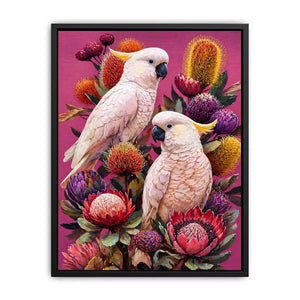 tropical cockatoo floral Canvas Print canvas colorful bird painting modern boho decor