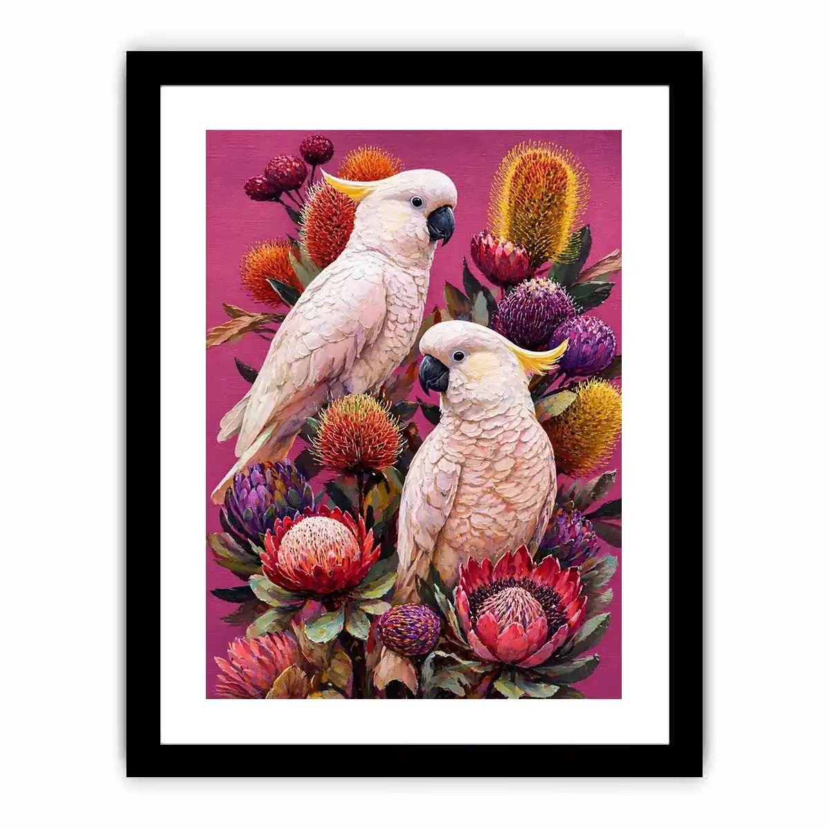 tropical cockatoo floral Canvas Print canvas colorful bird painting modern boho decor