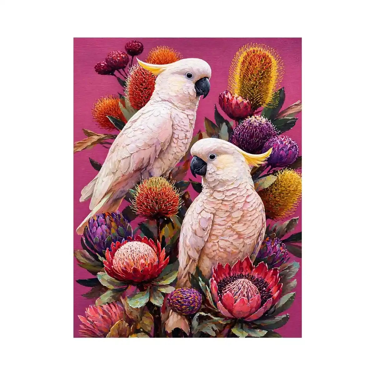 tropical cockatoo floral Canvas Print canvas colorful bird painting modern boho decor