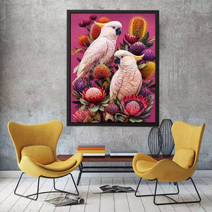 tropical cockatoo floral Canvas Print canvas colorful bird painting modern boho decor