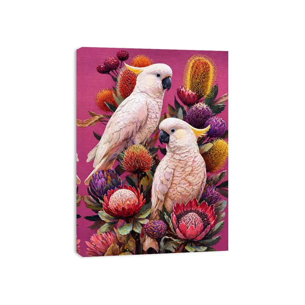 tropical cockatoo floral Canvas Print canvas colorful bird painting modern boho decor