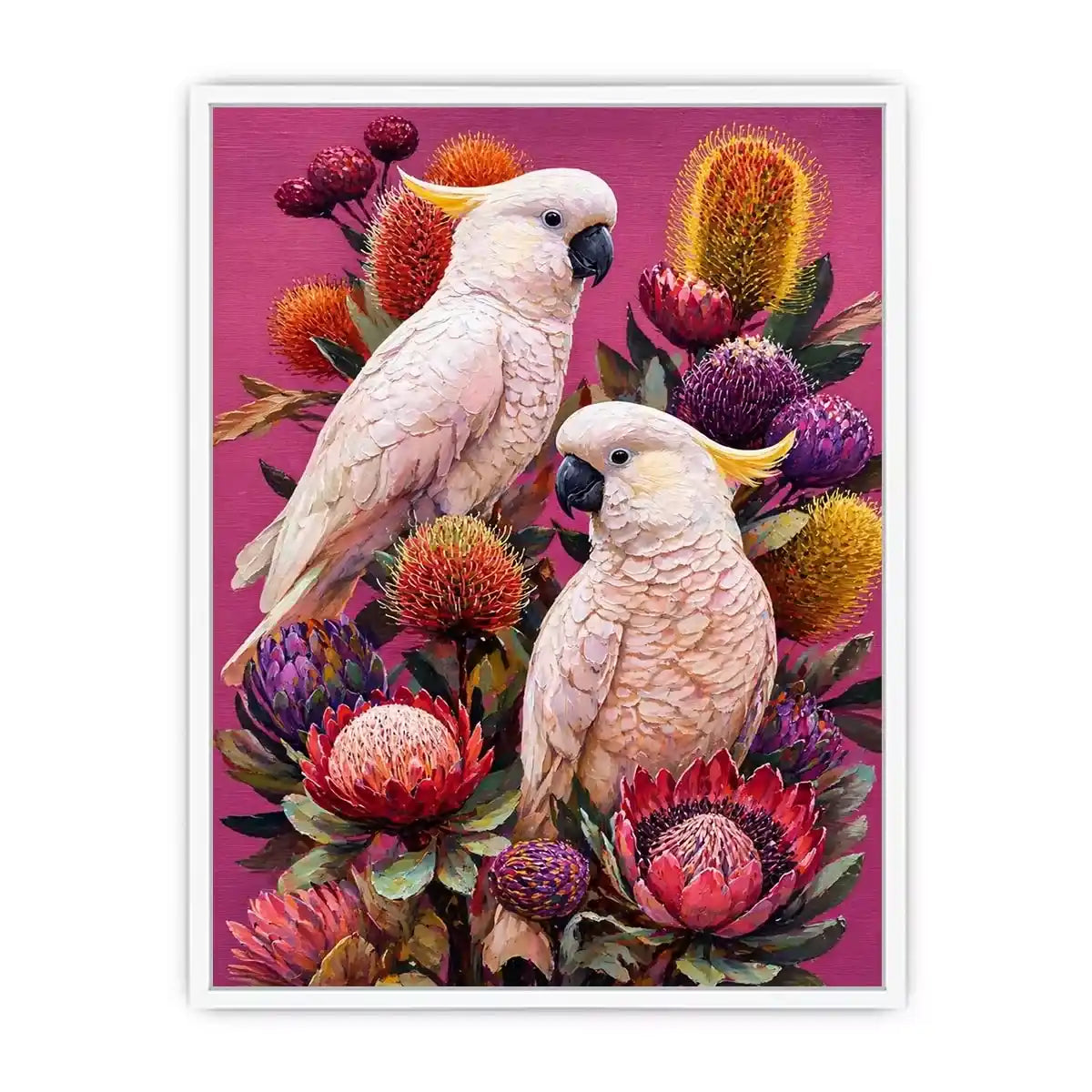 tropical cockatoo floral Canvas Print canvas colorful bird painting modern boho decor