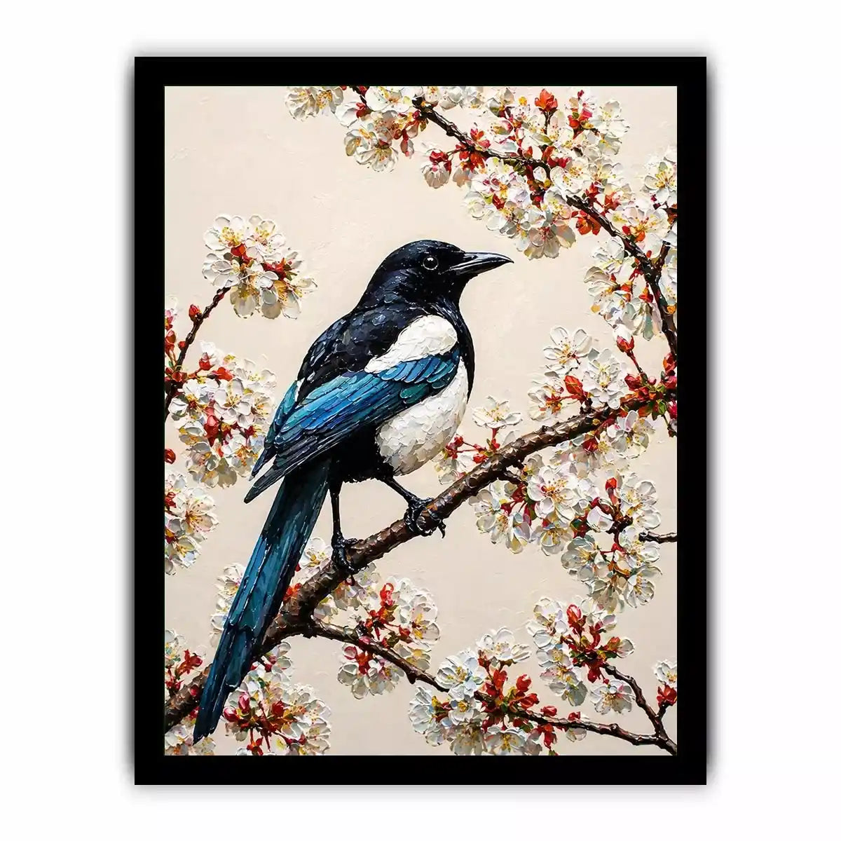 minimal bird blossom Canvas Print canvas elegant floral branch painting neutral decor