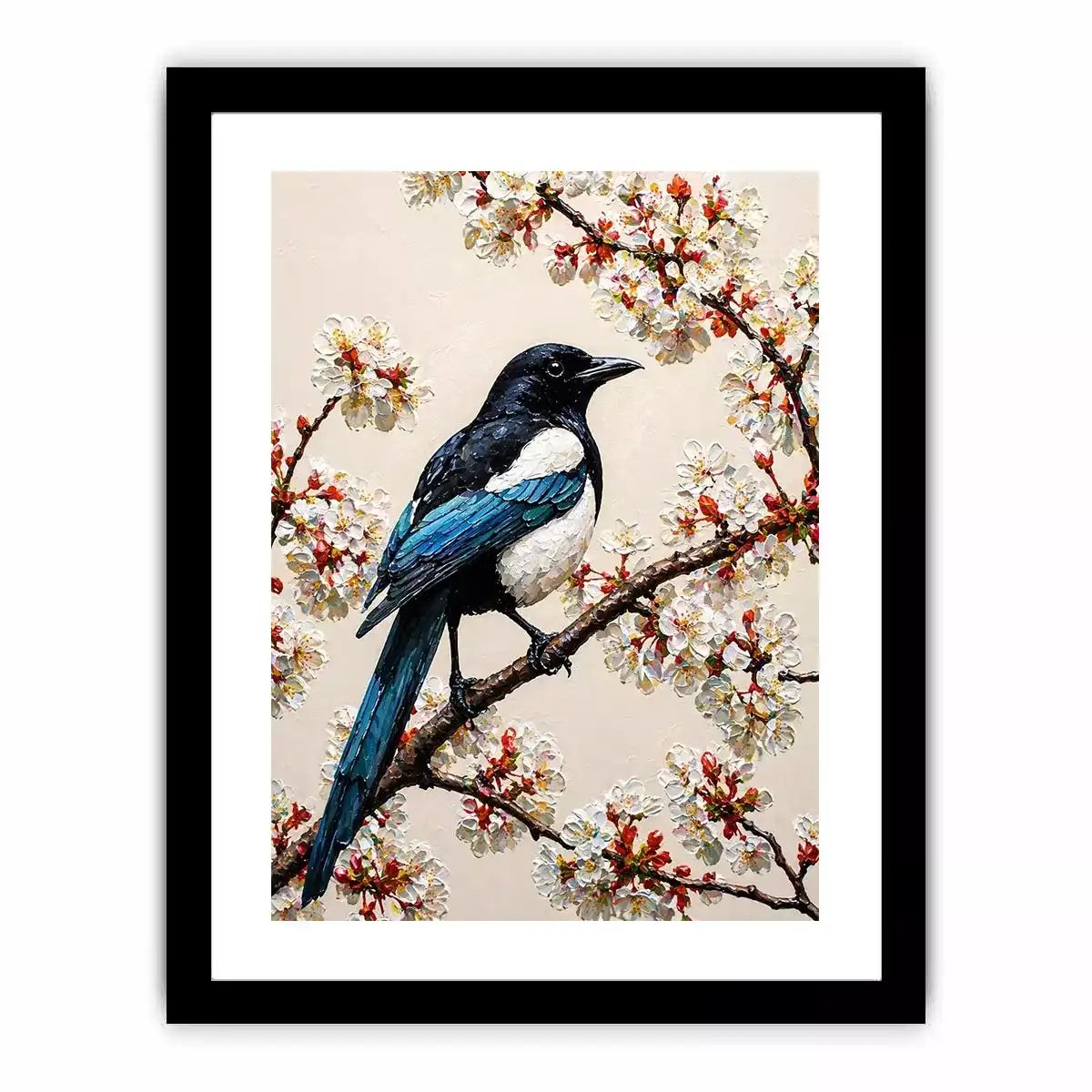 minimal bird blossom Canvas Print canvas elegant floral branch painting neutral decor