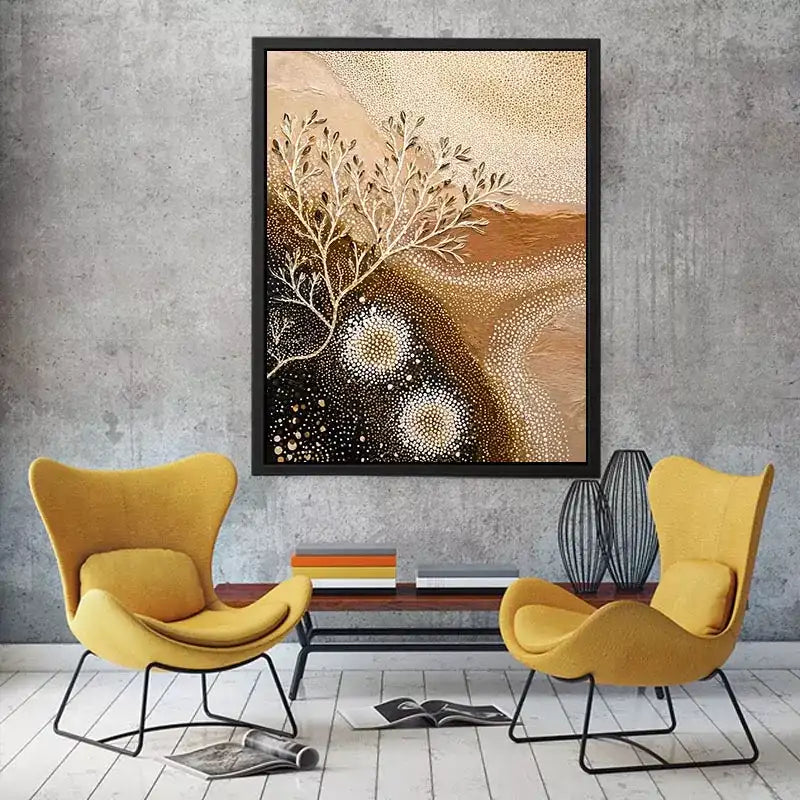 neutral abstract botanical Canvas Print canvas beige earthy minimal modern decor