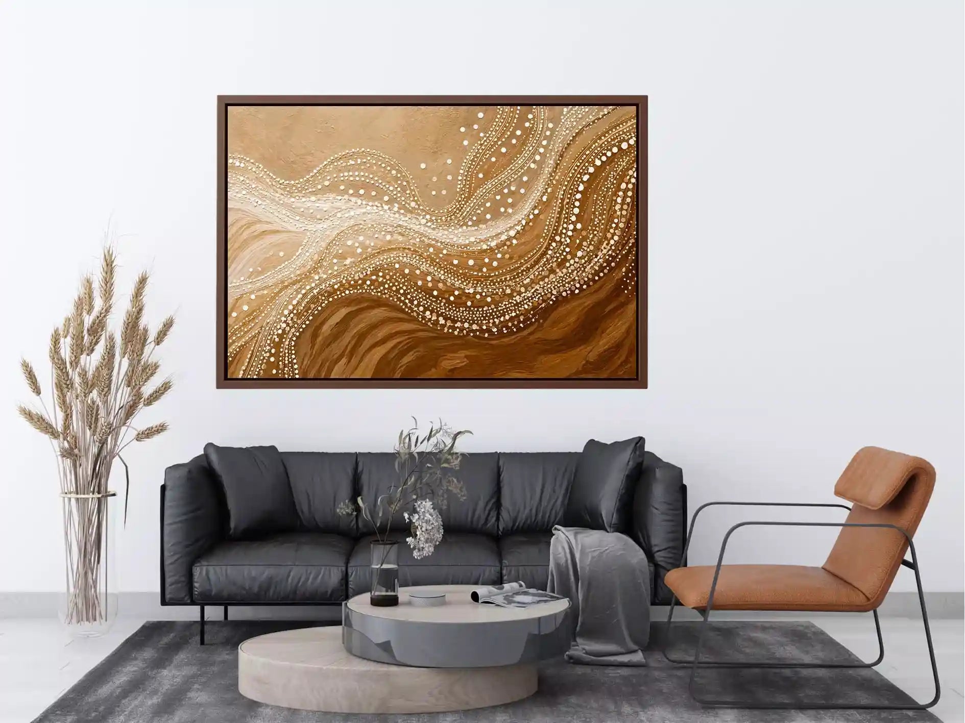 abstract wave dot Canvas Print canvas neutral beige modern minimal decor
