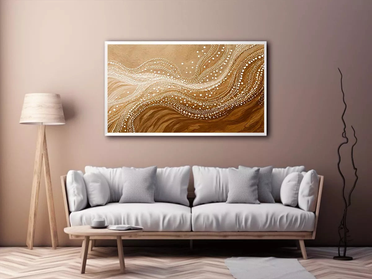 abstract wave dot Canvas Print canvas neutral beige modern minimal decor