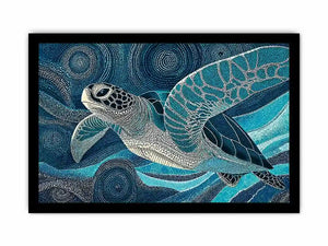 sea turtle ocean Canvas Print canvas blue coastal marine decor abstract waves