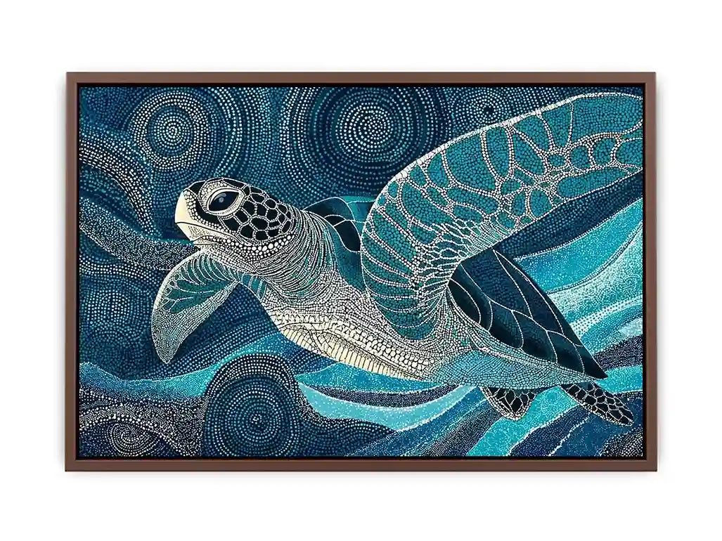 sea turtle ocean wall art canvas blue coastal marine decor abstract waves