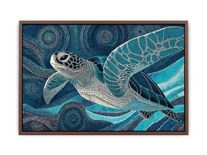 sea turtle ocean Canvas Print canvas blue coastal marine decor abstract waves