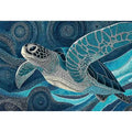 sea turtle ocean wall art canvas blue coastal marine decor abstract waves