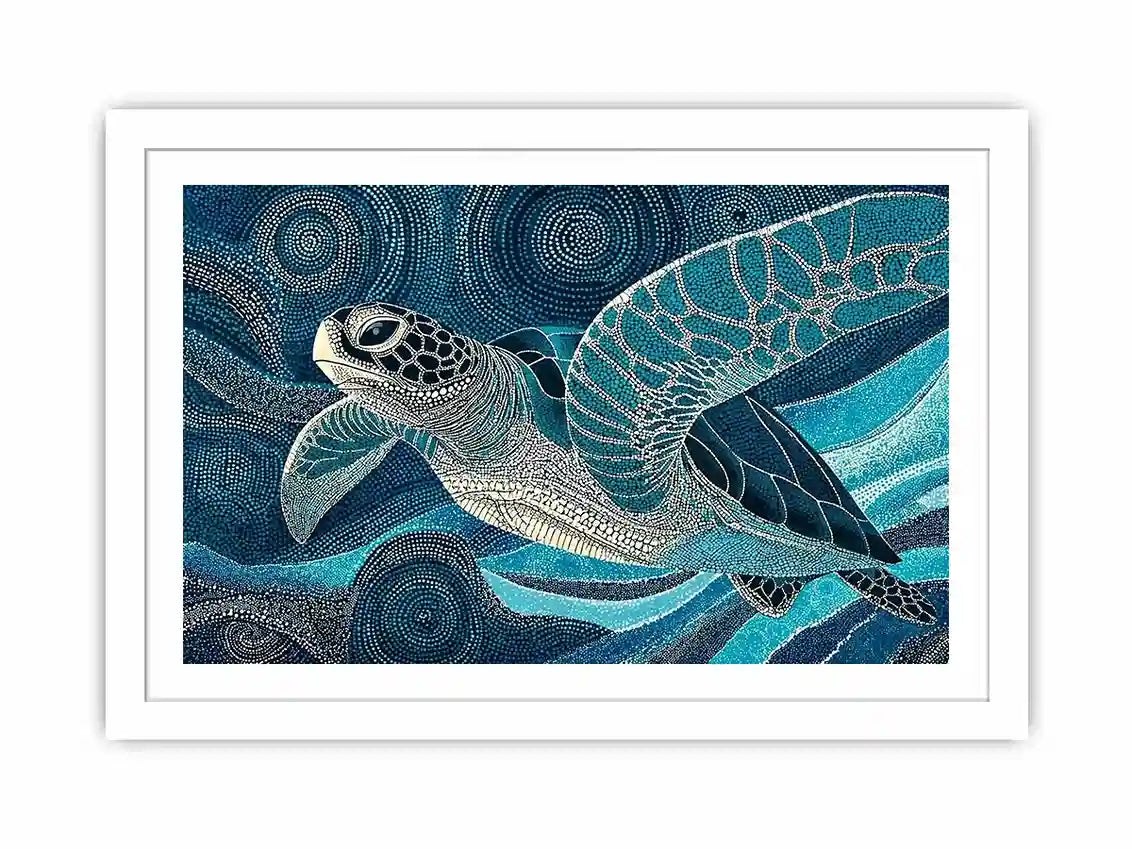 sea turtle ocean wall art canvas blue coastal marine decor abstract waves