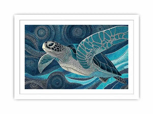 sea turtle ocean Canvas Print canvas blue coastal marine decor abstract waves