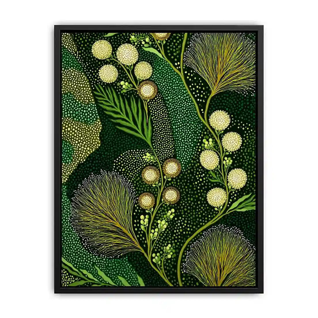 green botanical pattern Canvas Print canvas leafy nature modern biophilic decor