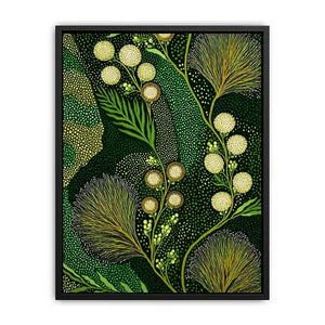 green botanical pattern Canvas Print canvas leafy nature modern biophilic decor
