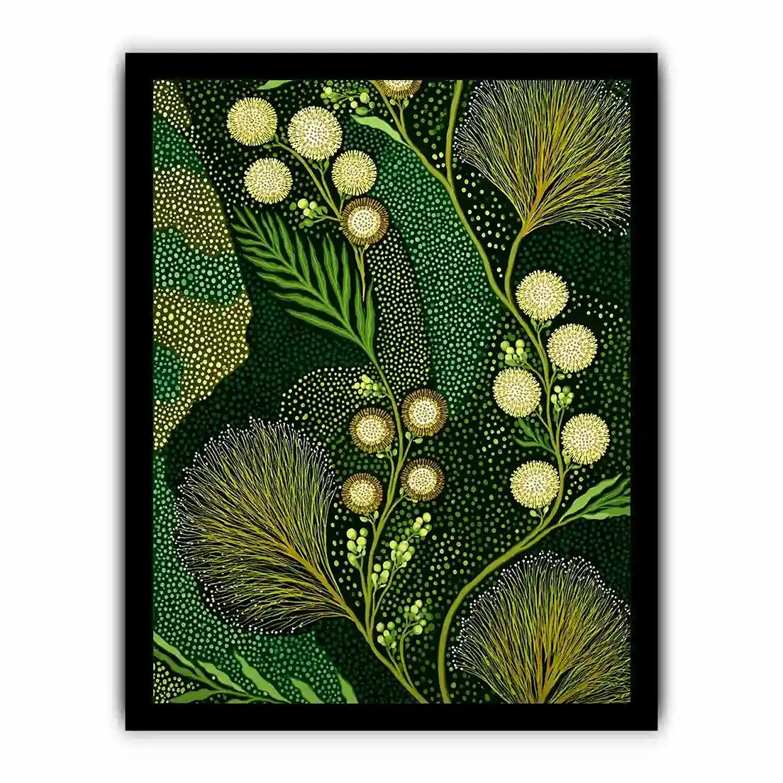 green botanical pattern wall art canvas leafy nature modern biophilic decor