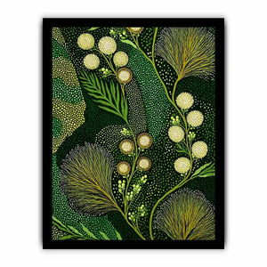 green botanical pattern Canvas Print canvas leafy nature modern biophilic decor