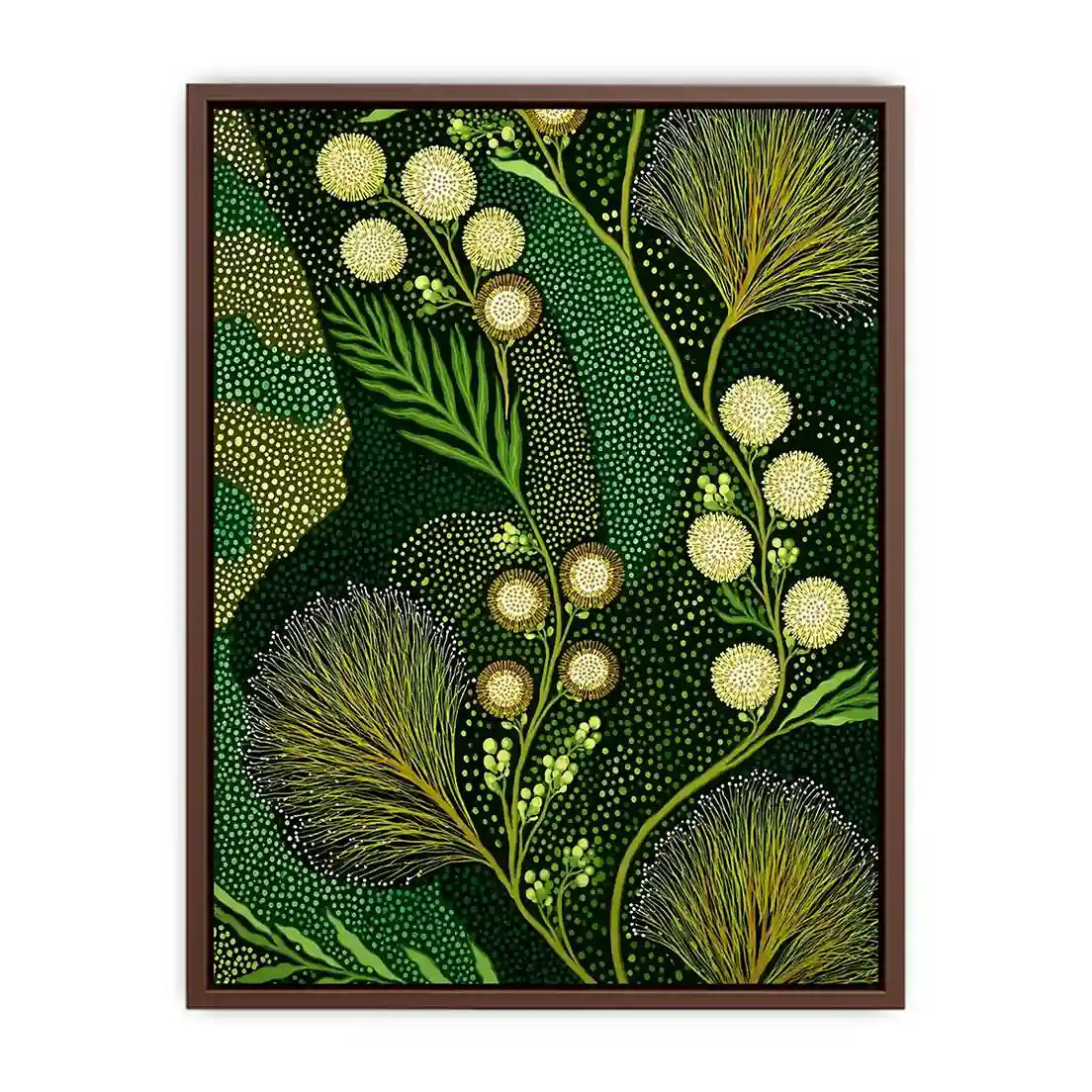 green botanical pattern Canvas Print canvas leafy nature modern biophilic decor