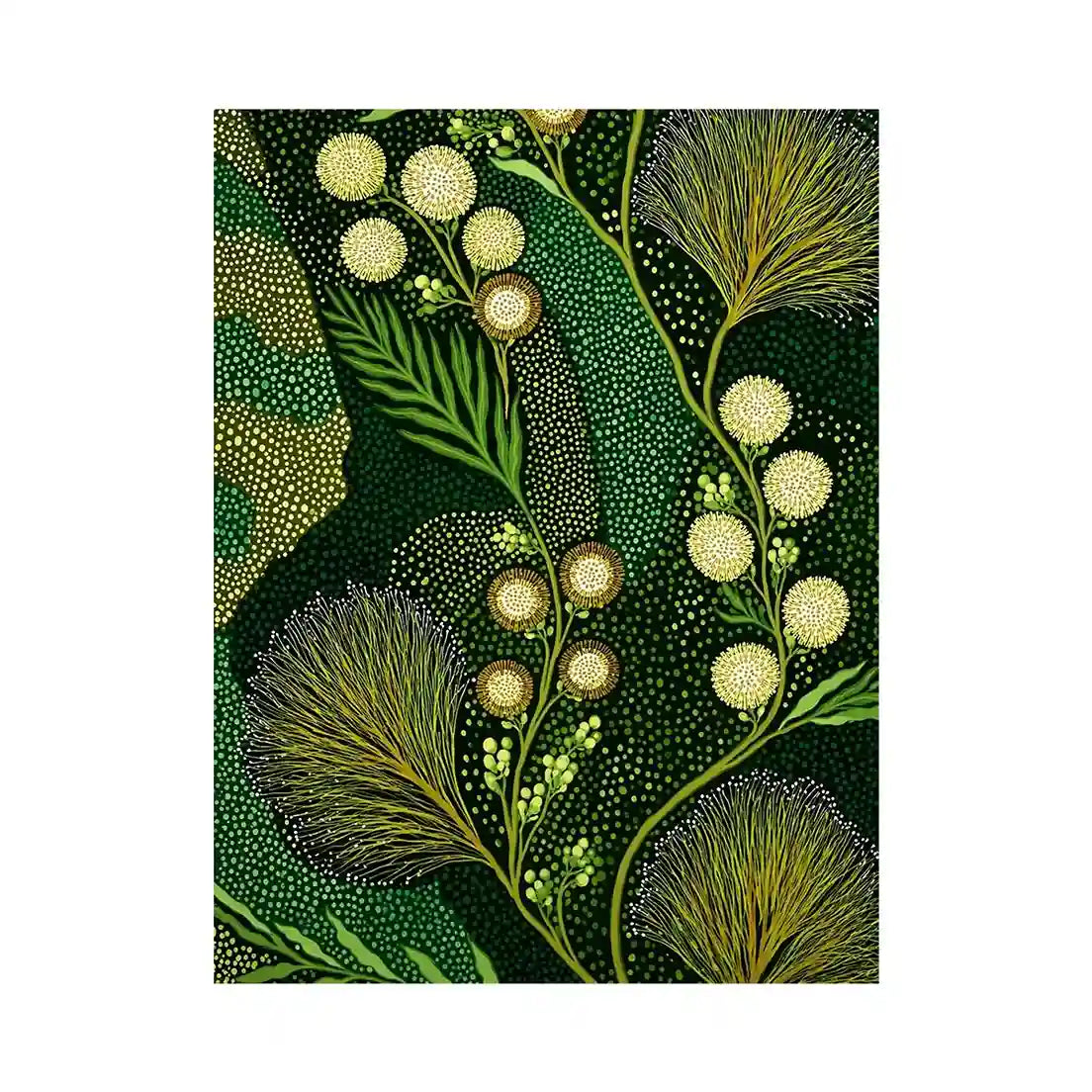 green botanical pattern Canvas Print canvas leafy nature modern biophilic decor