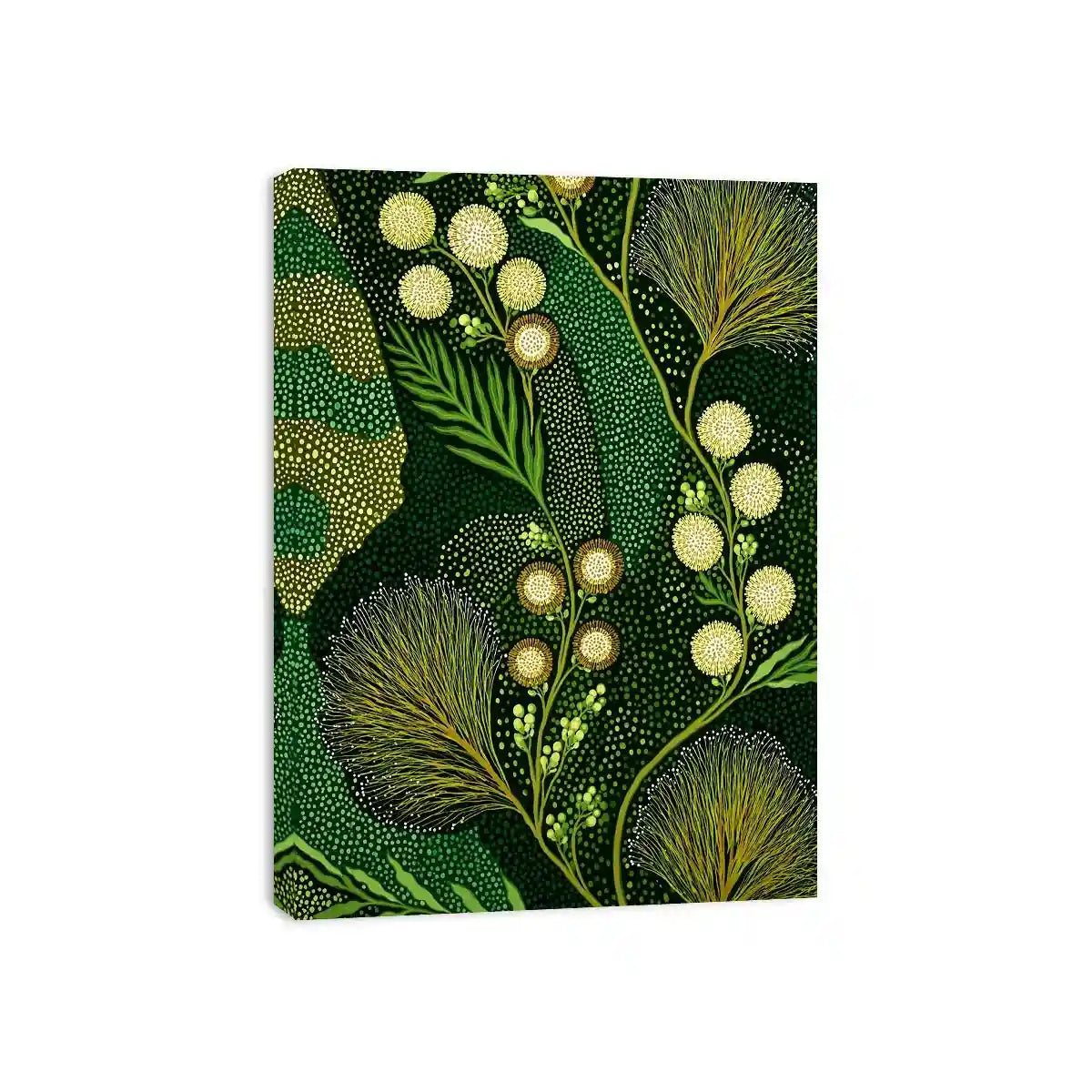 green botanical pattern Canvas Print canvas leafy nature modern biophilic decor
