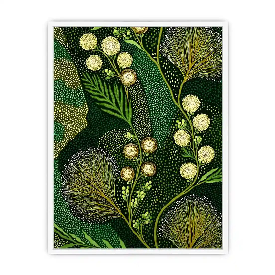 green botanical pattern Canvas Print canvas leafy nature modern biophilic decor