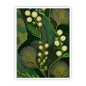 green botanical pattern Canvas Print canvas leafy nature modern biophilic decor
