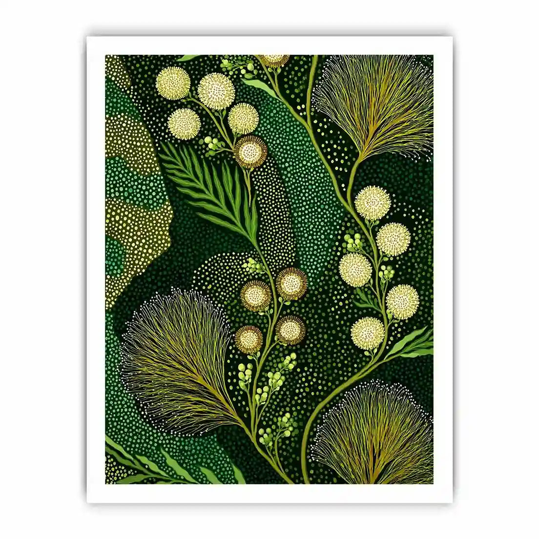 green botanical pattern wall art canvas leafy nature modern biophilic decor