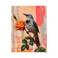 bird and rose Canvas Print canvas floral botanical painting modern peach decor