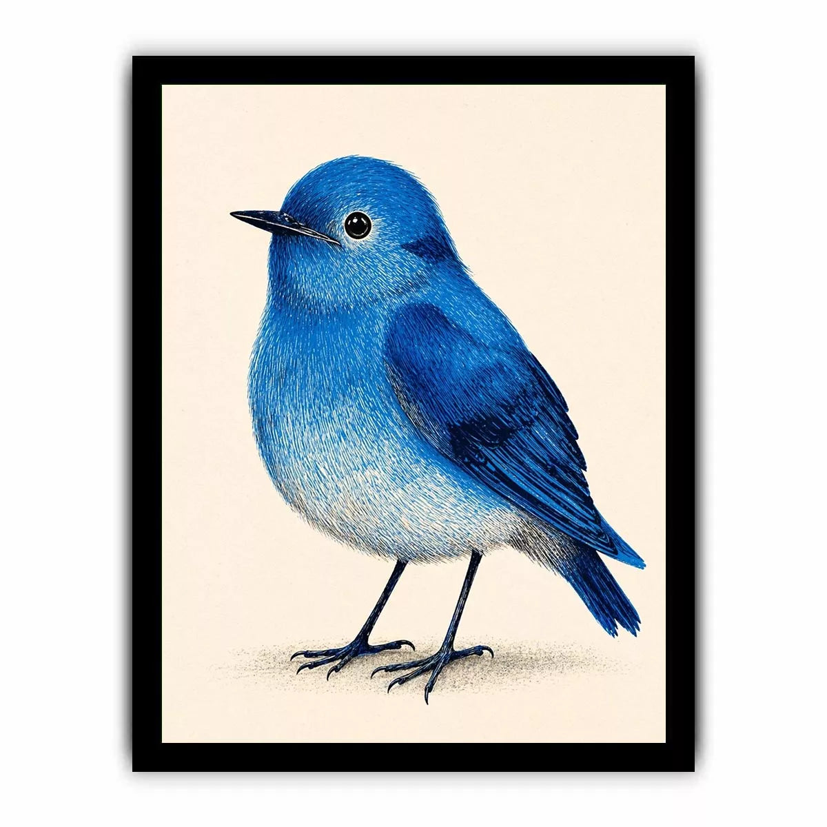 Minimalist blue bird illustration Canvas Print, modern nature decor