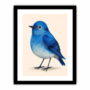 Minimalist blue bird illustration Canvas Print, modern nature decor