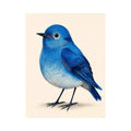 Minimalist blue bird illustration Canvas Print, modern nature decor