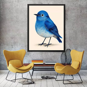 Minimalist blue bird illustration Canvas Print, modern nature decor