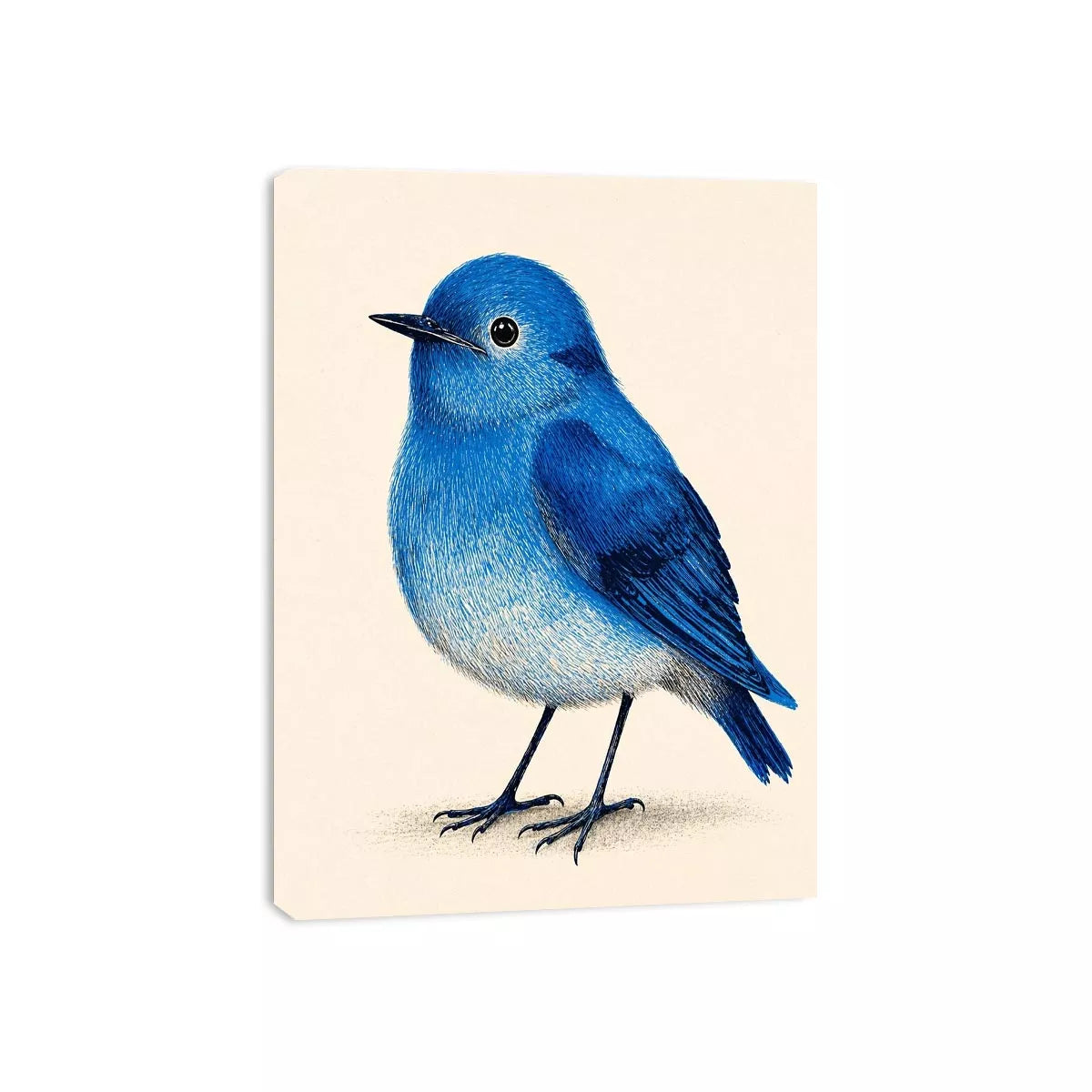 Minimalist blue bird illustration Canvas Print, modern nature decor