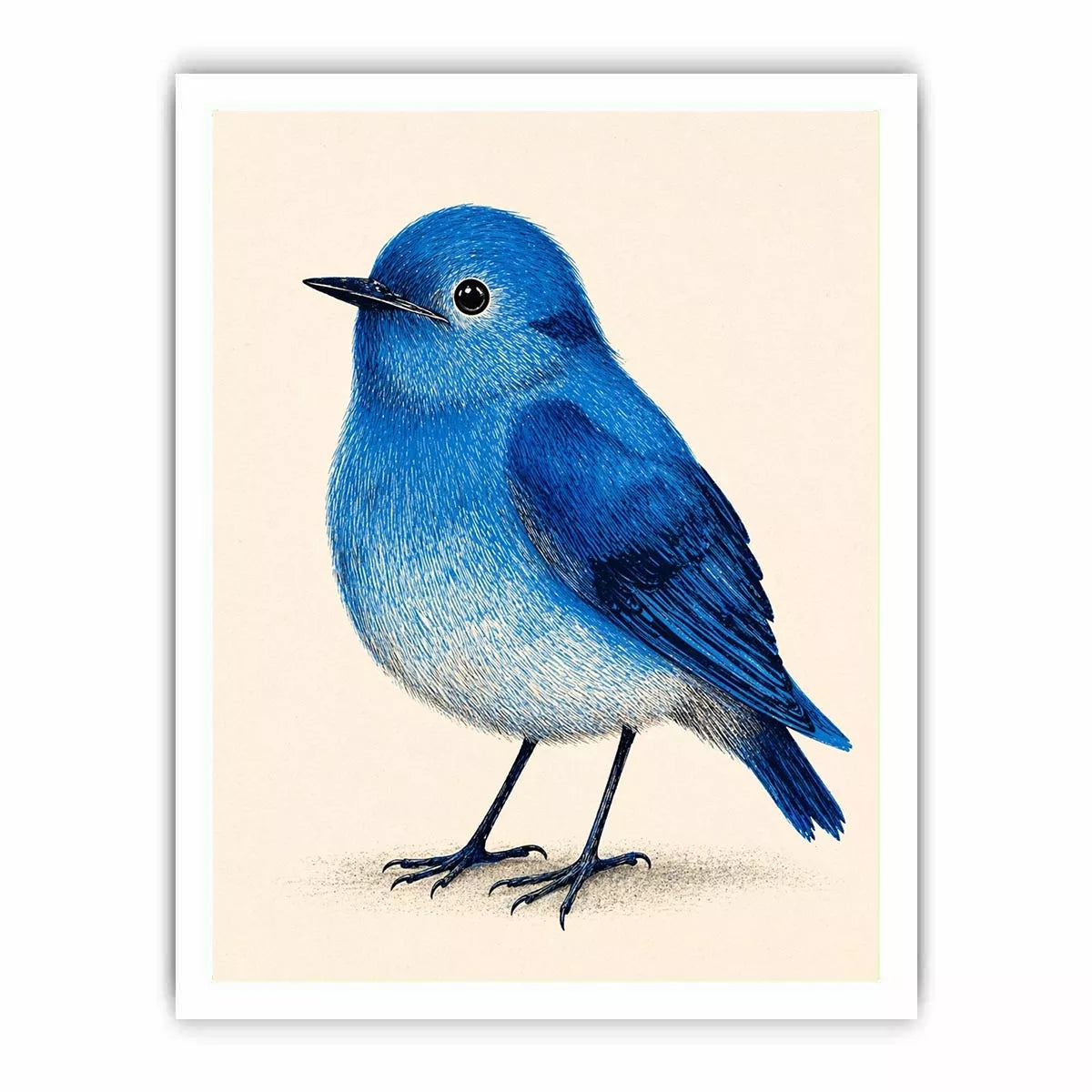 Minimalist blue bird illustration Canvas Print, modern nature decor