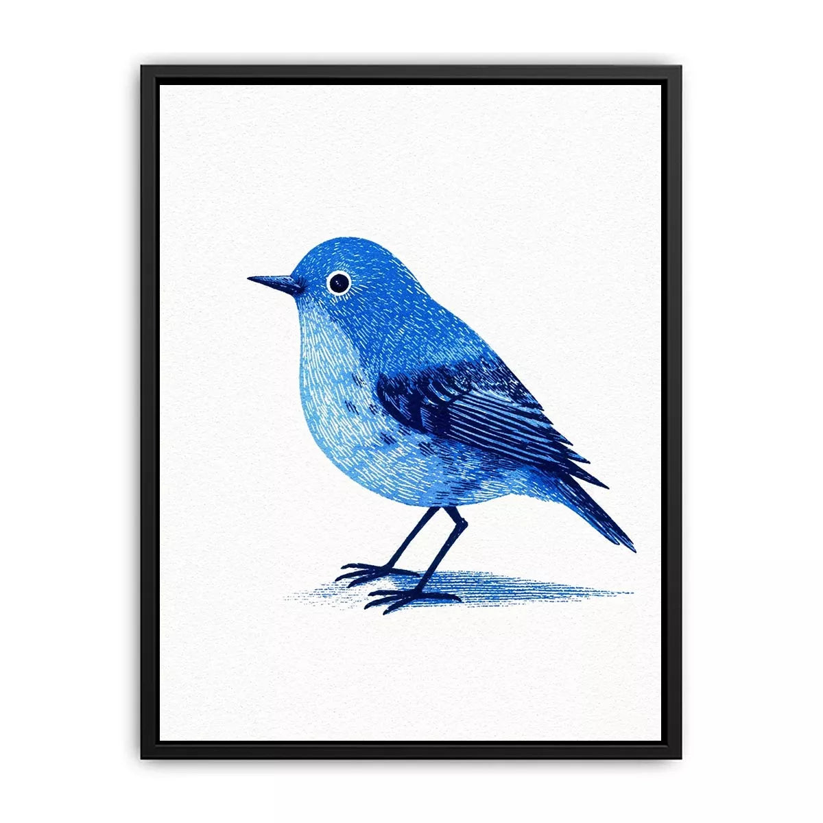 Minimalist blue bird illustration Canvas Print with clean white background