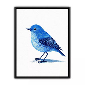Minimalist blue bird illustration Canvas Print with clean white background