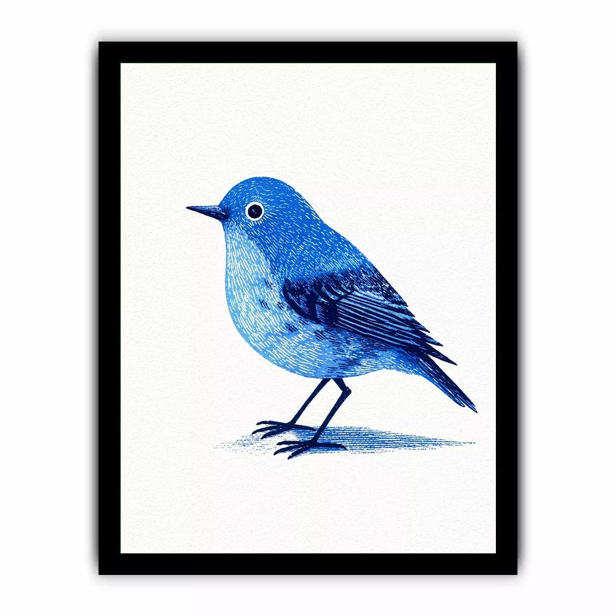 Minimalist blue bird illustration Canvas Print with clean white background