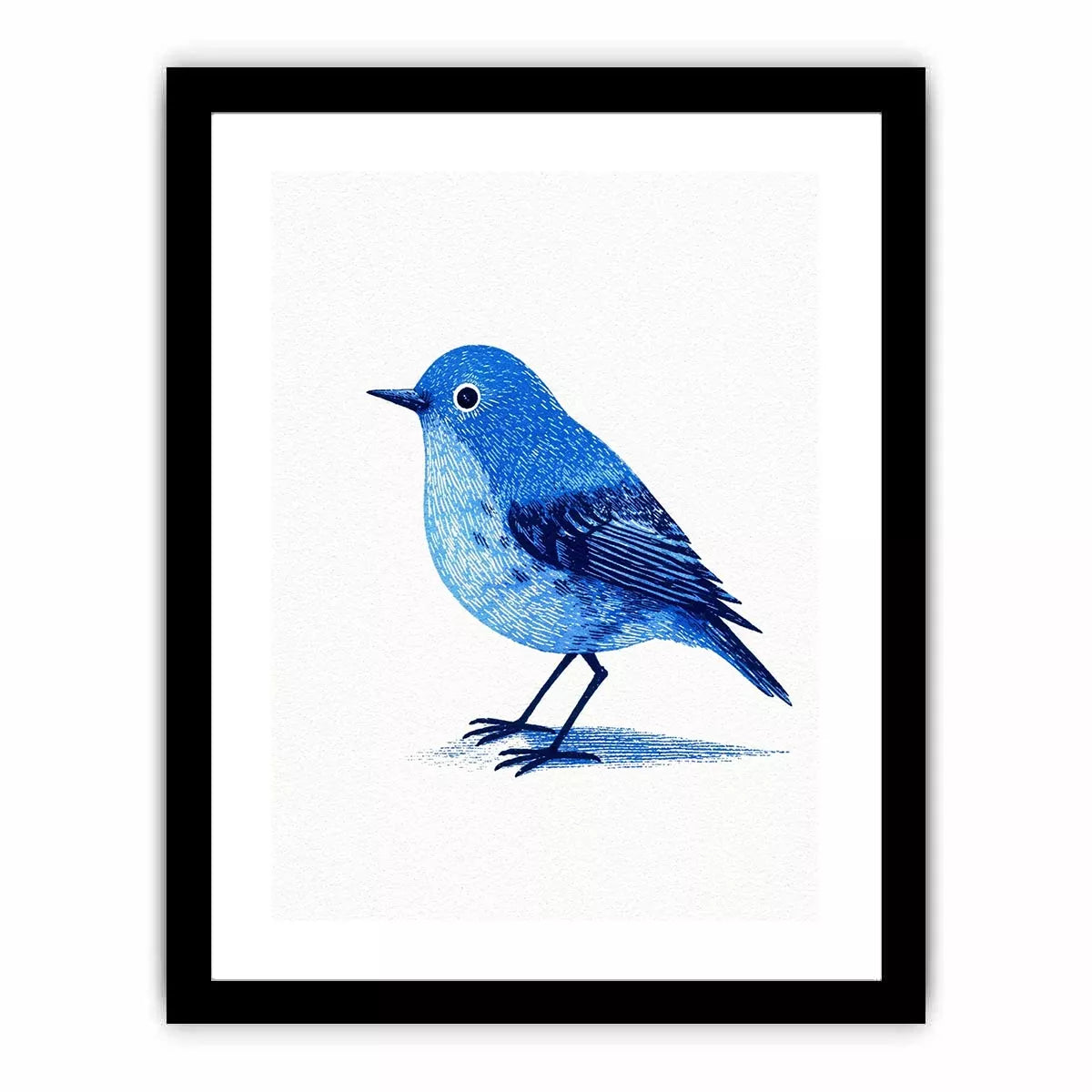 Minimalist blue bird illustration Canvas Print with clean white background