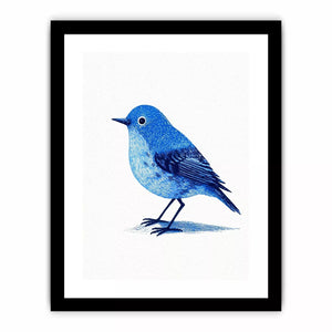 Minimalist blue bird illustration Canvas Print with clean white background