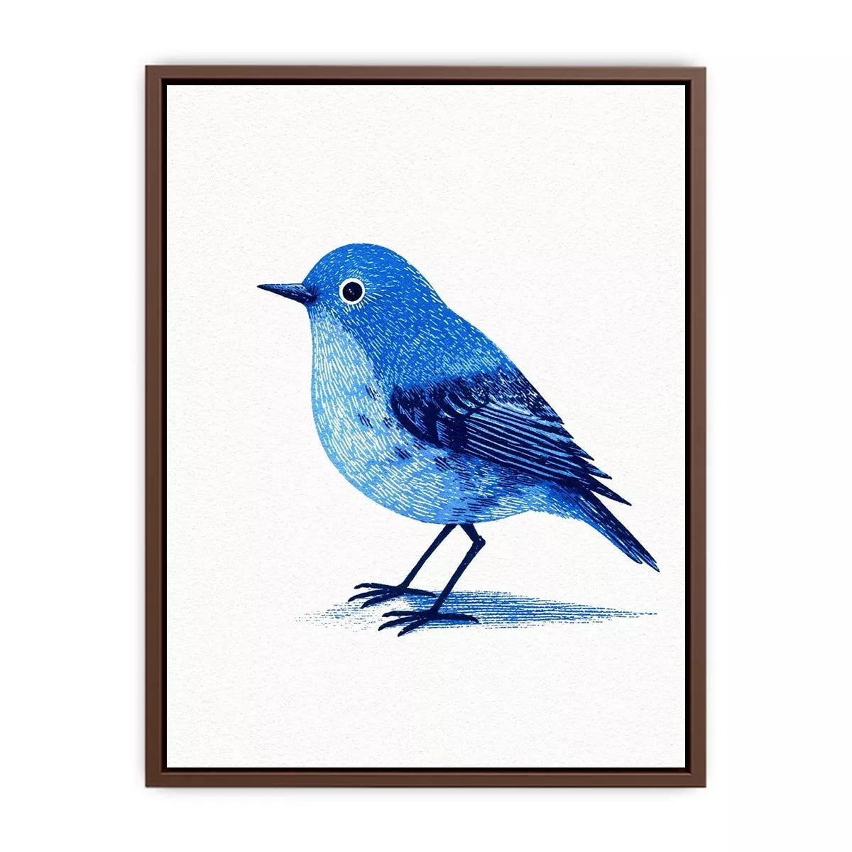 Minimalist blue bird illustration Canvas Print with clean white background