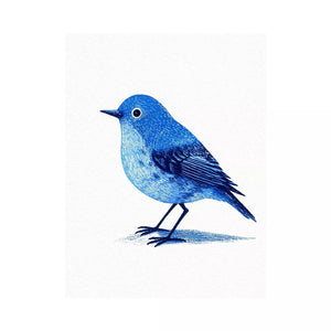 Minimalist blue bird illustration Canvas Print with clean white background