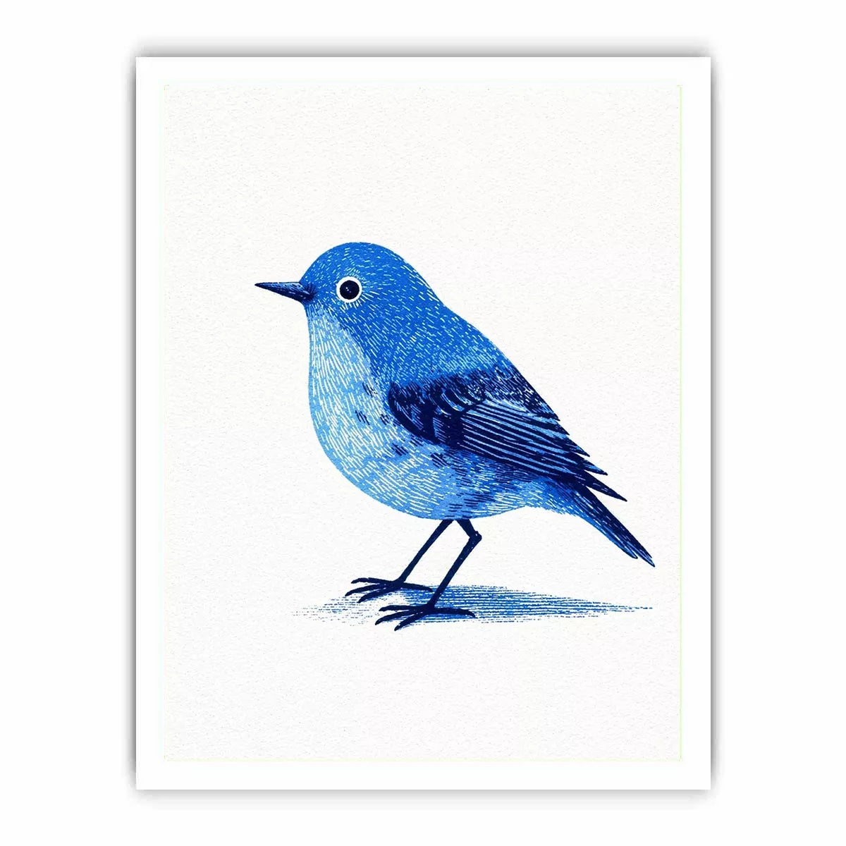 Minimalist blue bird illustration Canvas Print with clean white background
