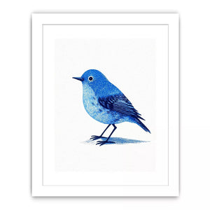 Minimalist blue bird illustration Canvas Print with clean white background