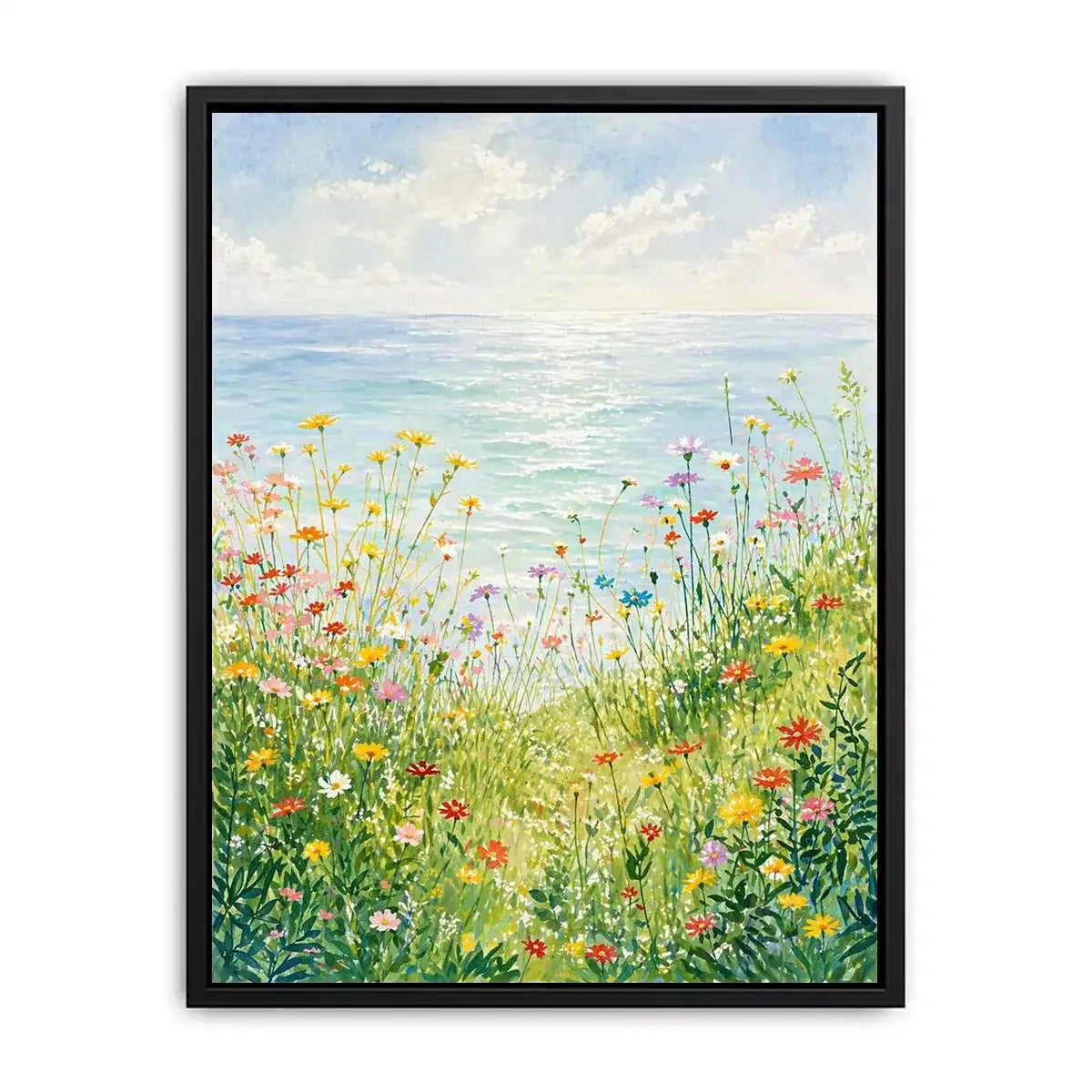 Soft wildflower meadow landscape Canvas Print with pastel tones, calming decor