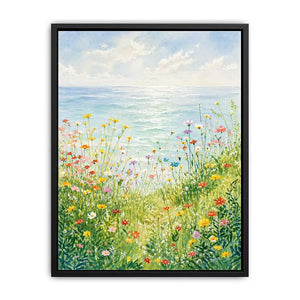 Soft wildflower meadow landscape Canvas Print with pastel tones, calming decor