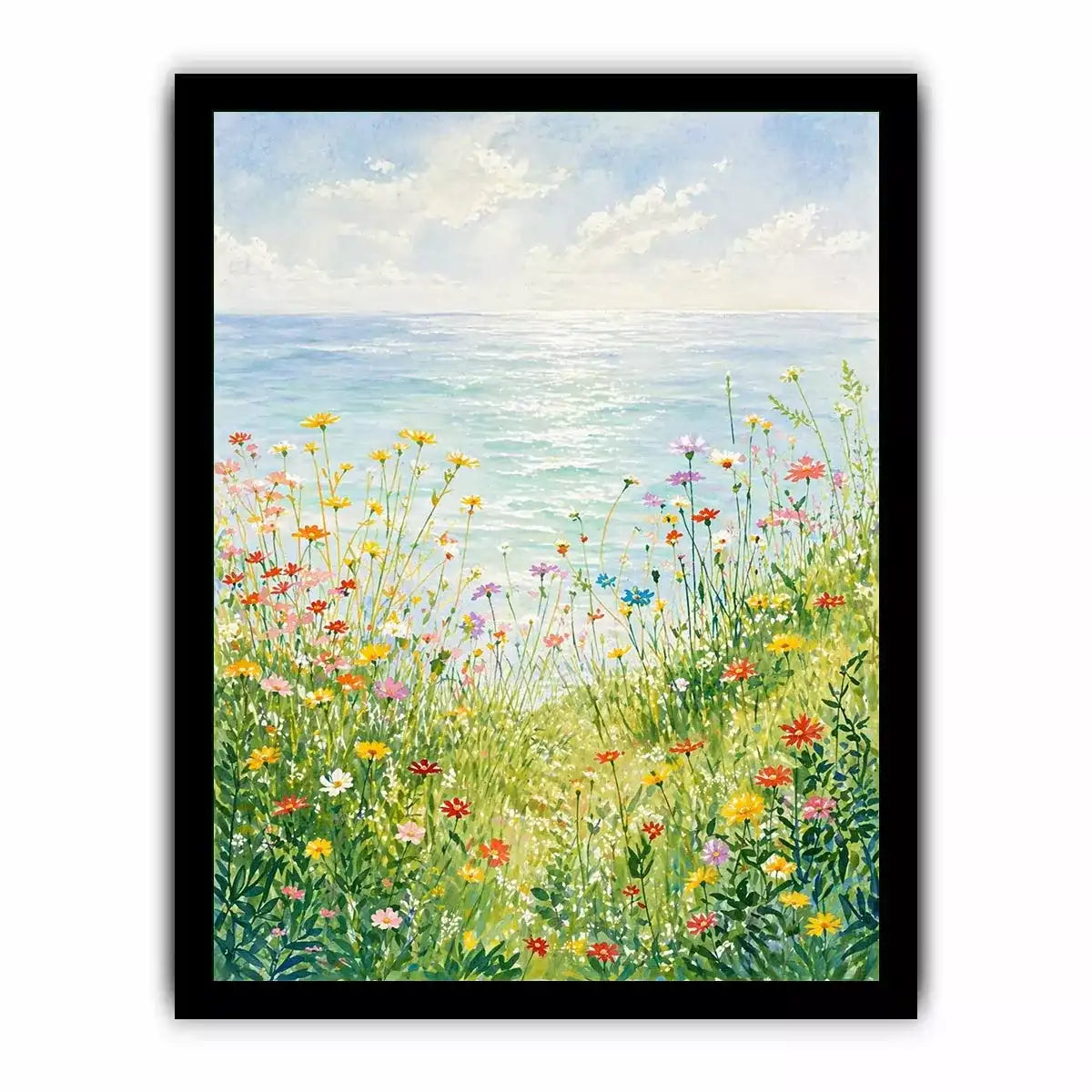 Soft wildflower meadow landscape Canvas Print with pastel tones, calming decor