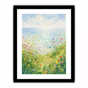Soft wildflower meadow landscape Canvas Print with pastel tones, calming decor