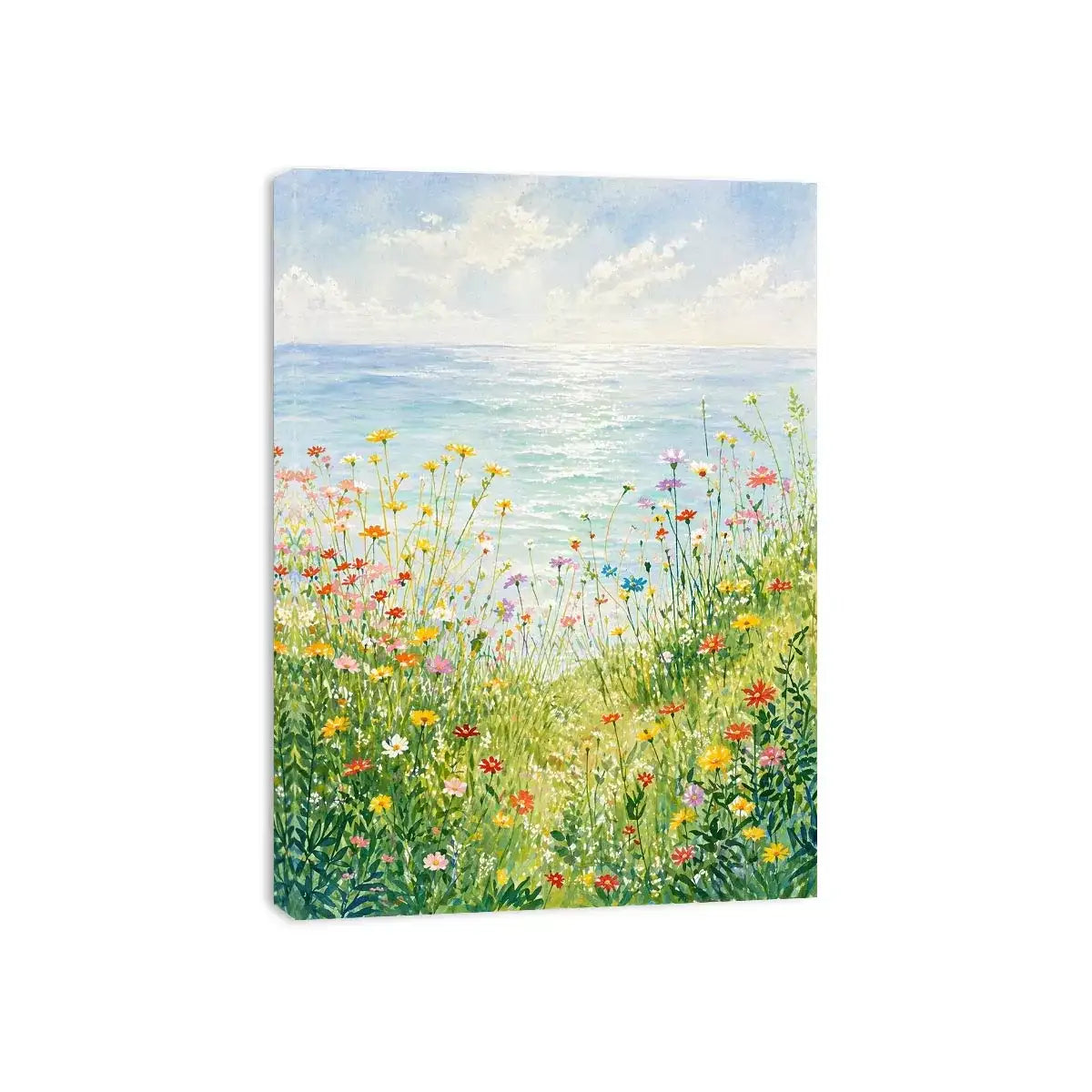 Soft wildflower meadow landscape Canvas Print with pastel tones, calming decor