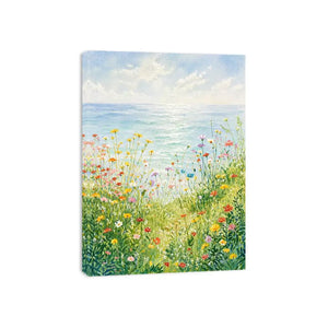 Soft wildflower meadow landscape Canvas Print with pastel tones, calming decor