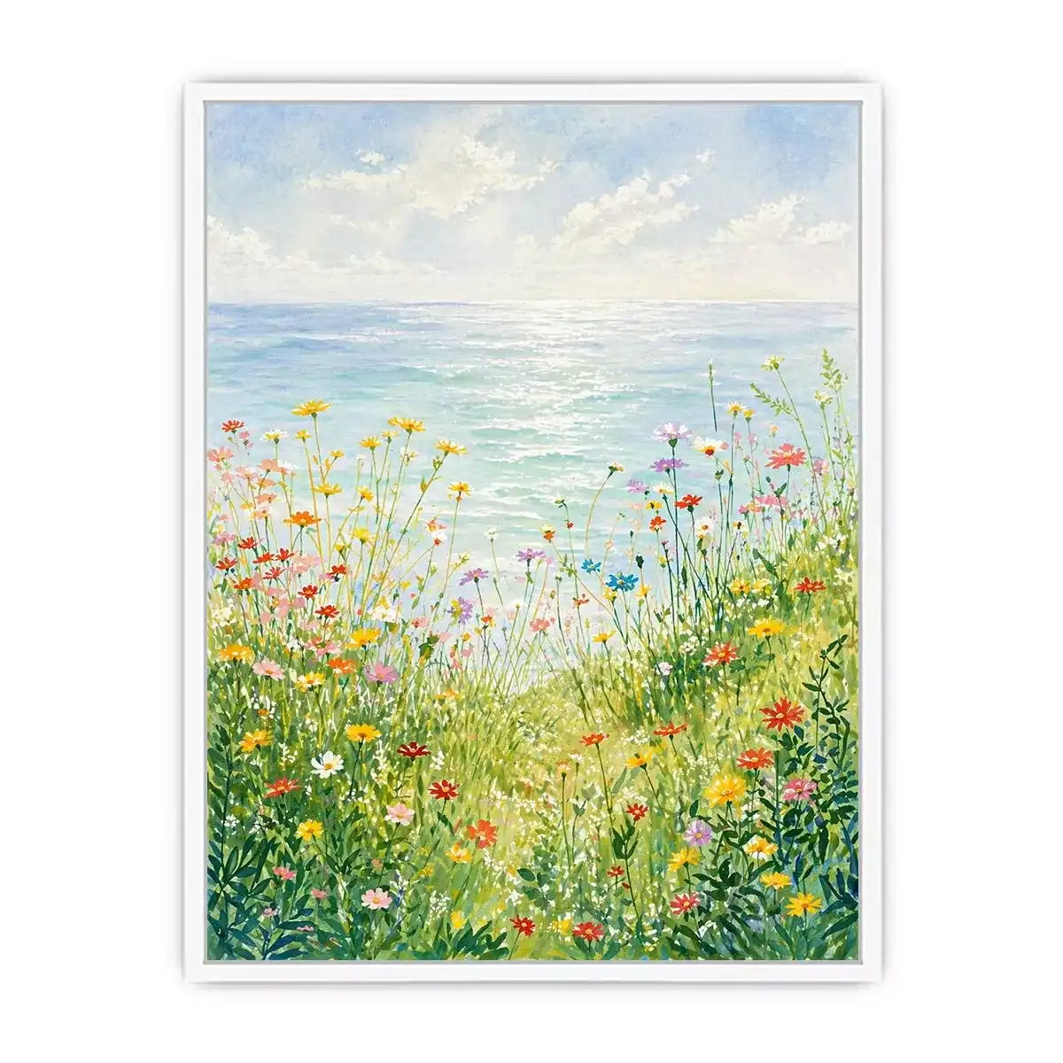 Soft wildflower meadow landscape Canvas Print with pastel tones, calming decor